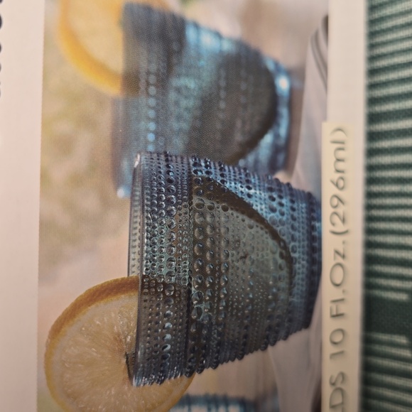 CROWN & IVY HOME BRAND SET OF 4 BLUE DOUBLE OLD FASHIONED 10 OZ DRINKING GLASSES - Picture 5 of 8